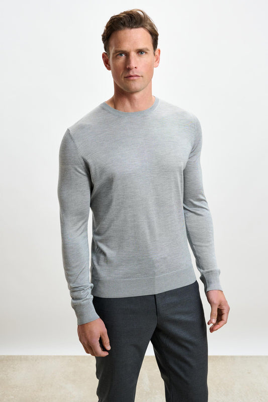 Crewe Silk Long Sleeve Sweater Grey