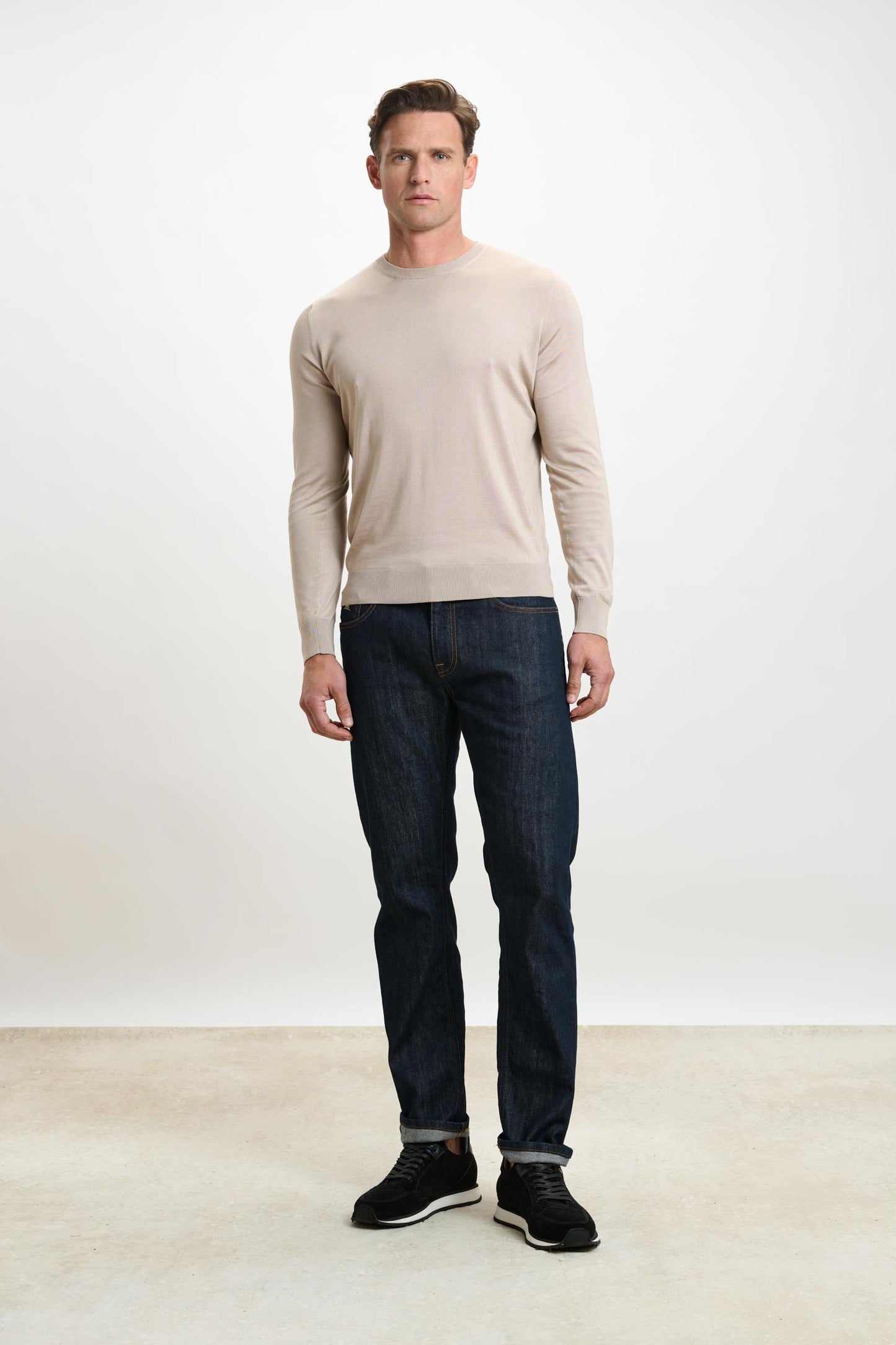 Crewe Silk Long Sleeve Sweater Beige