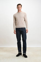 Crewe Silk Long Sleeve Sweater Beige - View 1