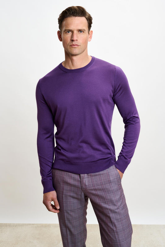 Crewe Silk Long Sleeve Sweater Violet - View 1