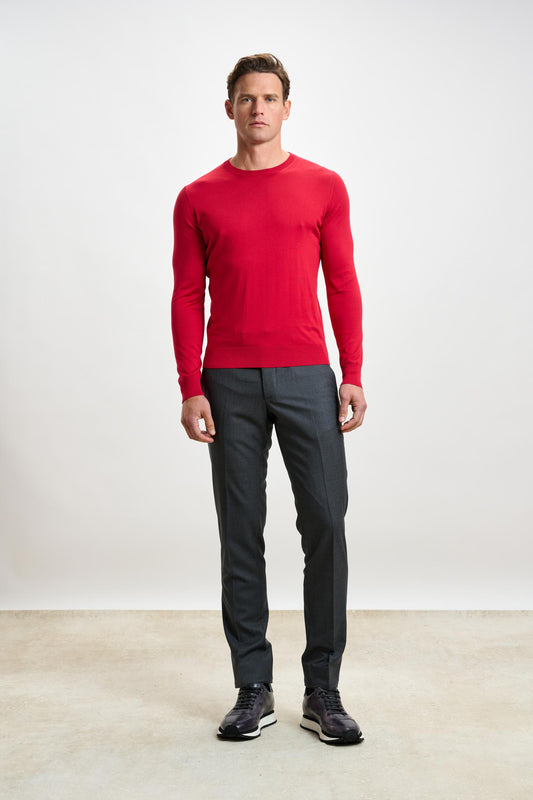 Crewe Silk Long Sleeve Sweater Carmine - View 1