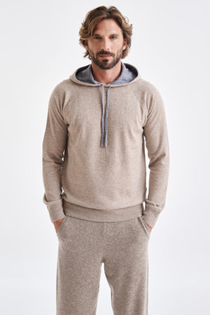Bakewell Cashmere Hoodie Sand Melange - View 1