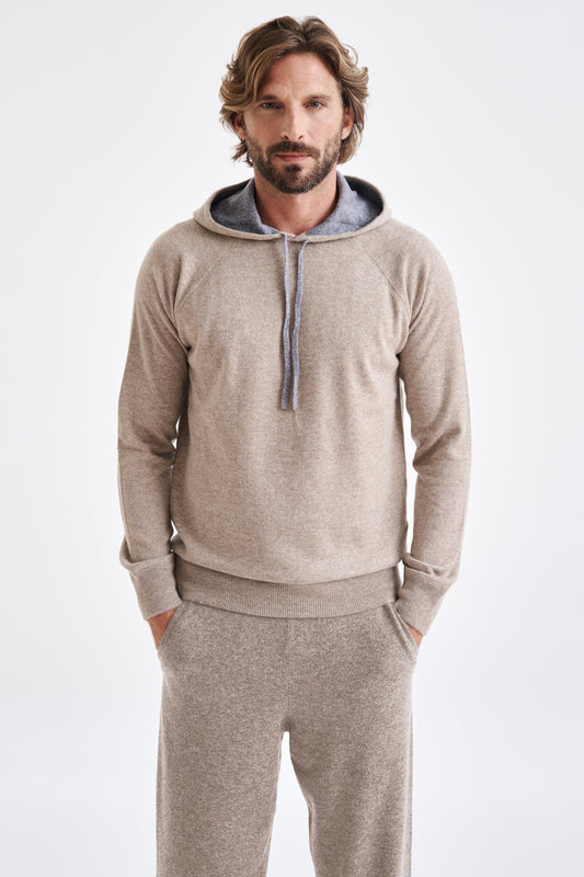 Bakewell Cashmere Hoodie Sand Melange - View 1