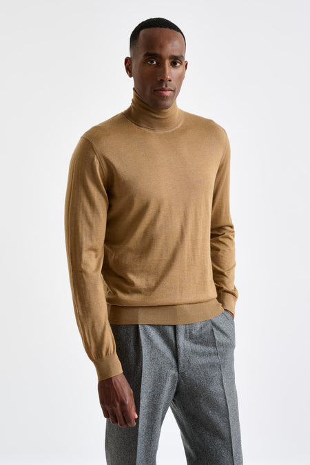 Camel Cashmere & Silk Blend Telford Turtleneck Sweater - View 2