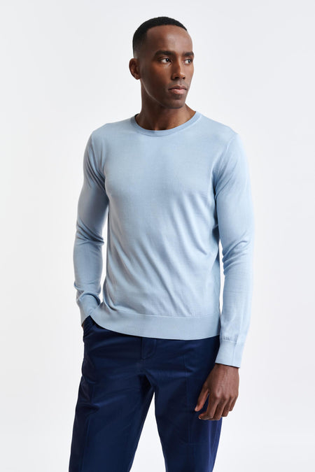 Baby Blue Silk Crewneck Crewe Knitwear Image 1