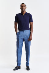 Navy Silk Polo Ripon Knitwear