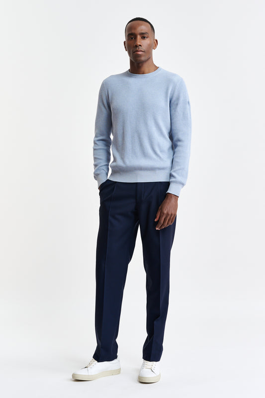 Light Blue Melange 100% Cotton Rib Harrow Knitwear Image 2