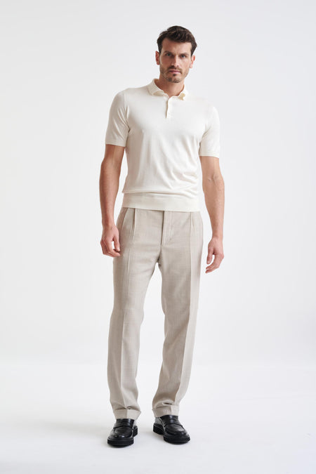 Offwhite Cotton Kendal Knitted Polo Shirt - View Two