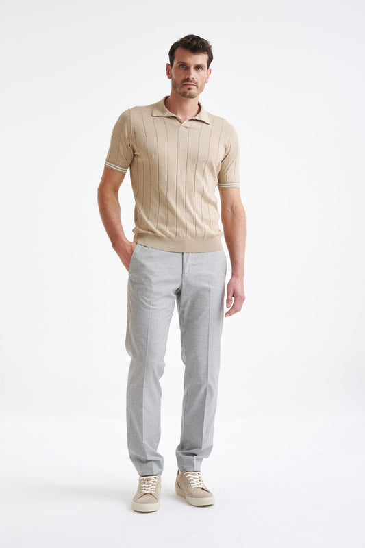 Safari Beige Cotton Wide Rib Dawlish Knit - View Two