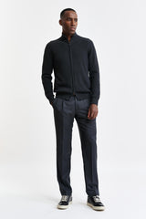 Grey Melange Cotton Exford FullZip Knitted Sweater