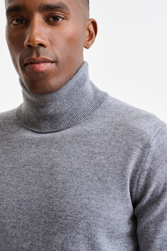 Mid-Grey Melange Cashmere Drumberg Rollneck Knitwear - Image 2