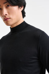 Black Cashmere & Merino Silk Ramsey High Crewneck Knitwear - Image 3