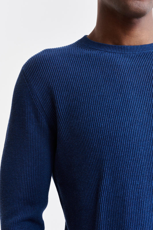 Denim Blue Cotton Crewneck Harrow Knitwear Image 3