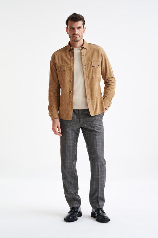 Light Brown Hexham Goat Suede Shirt Jacket - View Two