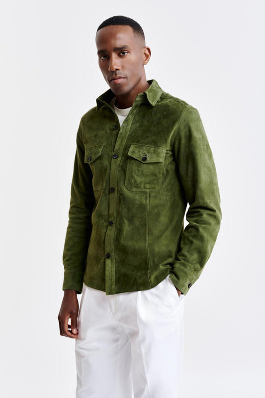 Olive Green Goat Suede Hexham Shirt Image 1