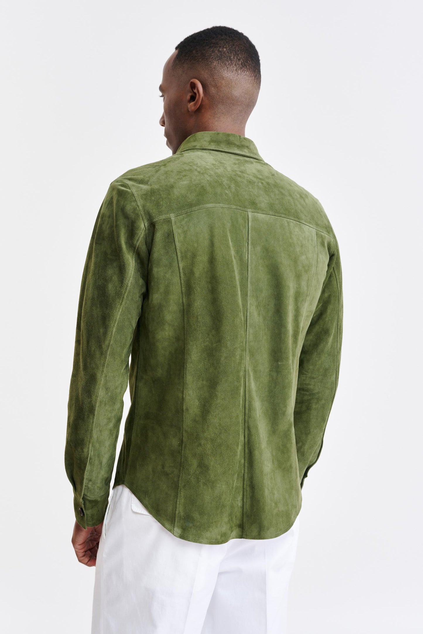 Olive Green Goat Suede Hexham Shirt