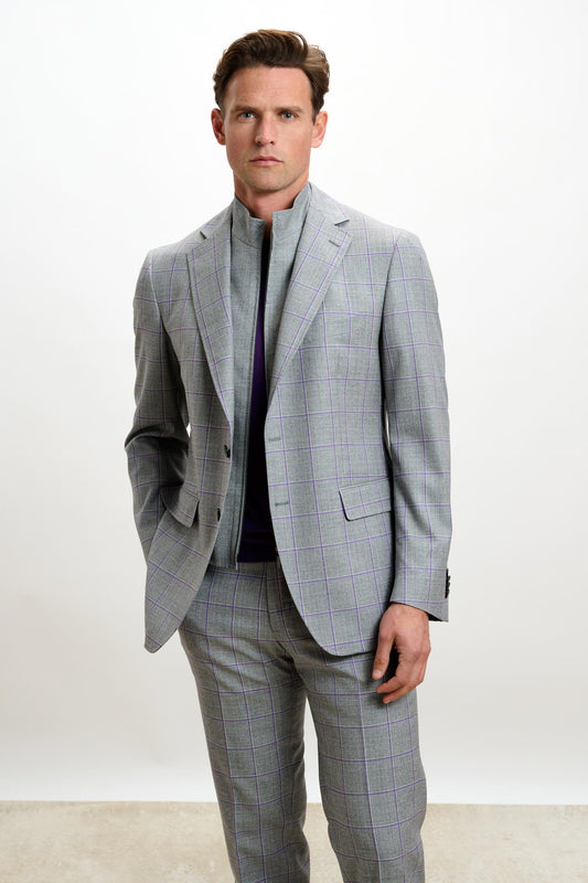 Stanfield Jacket Crossover Check Grey - View 1