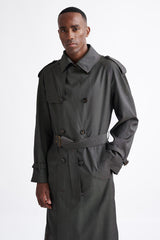 Taupe Wool Twill Marlow Trench Coat - Image 2
