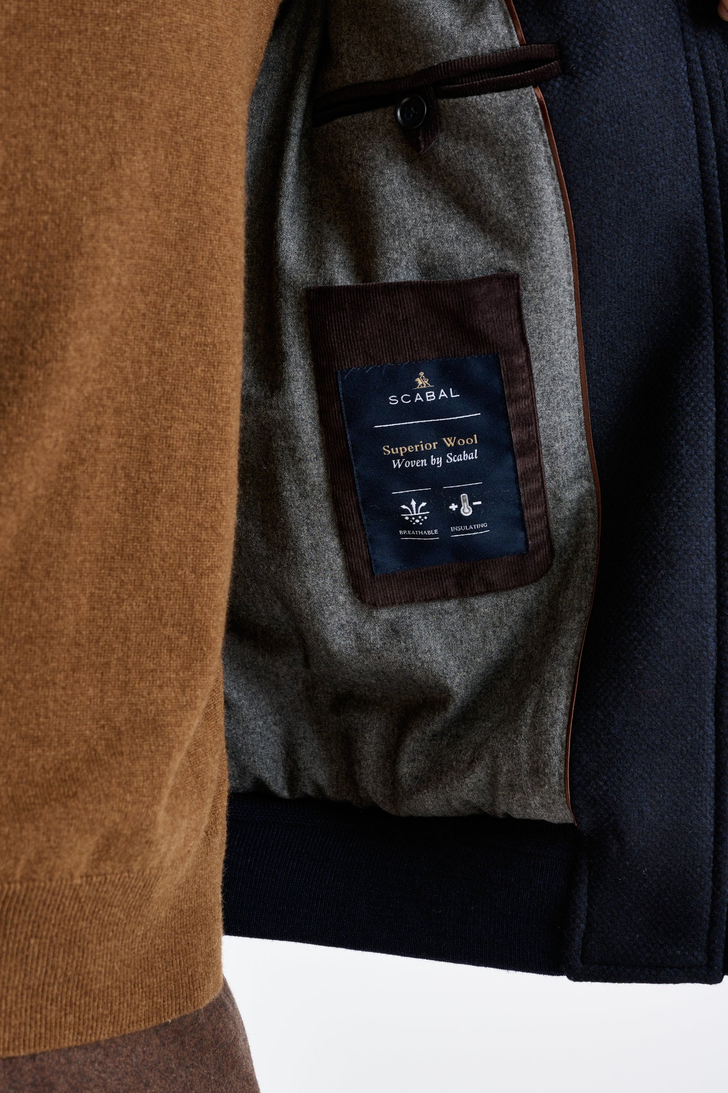 Navy Wool Warwick Bomber Jacket Zeus - View 7