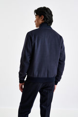 Midnight Blue Wool Warwick Bomber Jacket Zeus - View 5