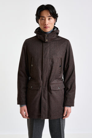 Brown 100% 100% Technical Wool Flannel Bedford Parka - View 2
