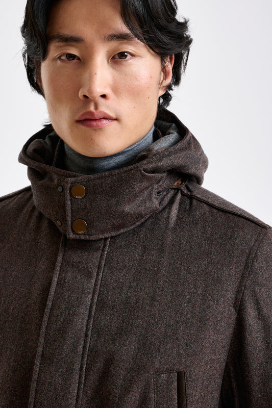 Brown 100% 100% Technical Wool Flannel Bedford Parka - View 4