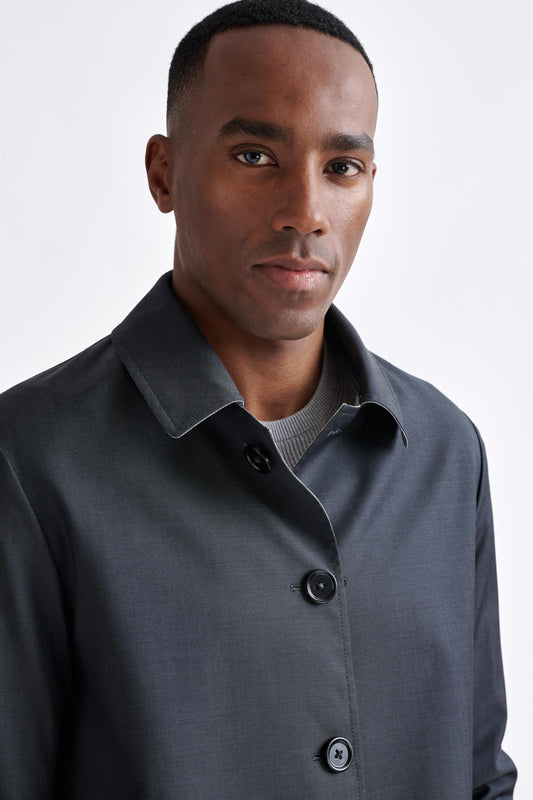 Dark Grey Wool Twill Membrane Troy Jacket - View Three