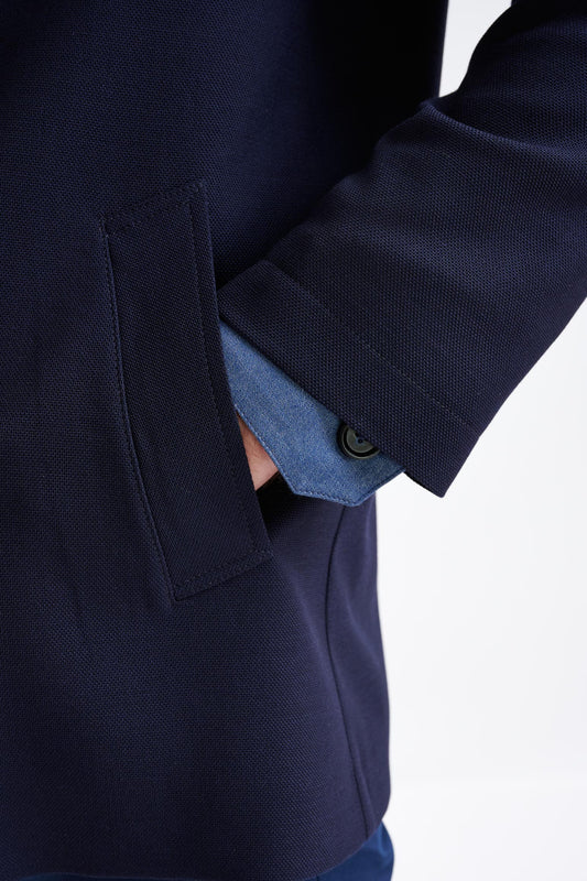 Dark Blue Wool Connect Troy Jacket - View Four