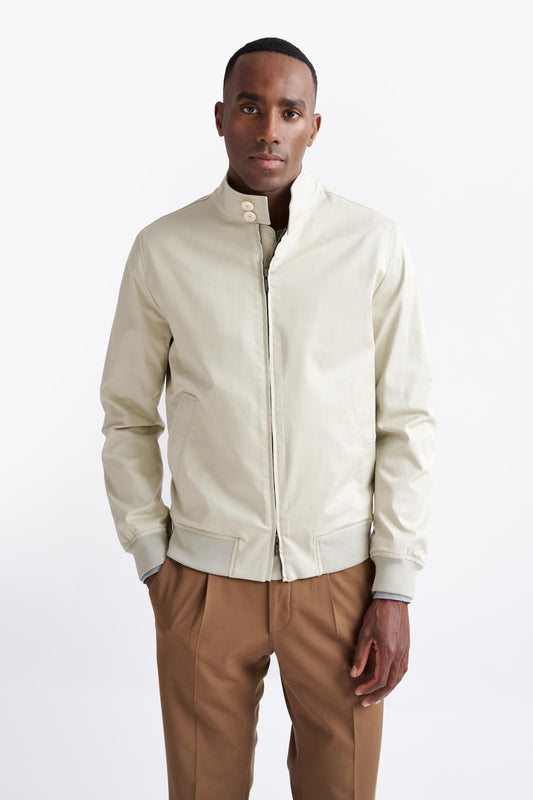 Beige Cashmere Cotton Warwick Bomber Jacket - Image 1
