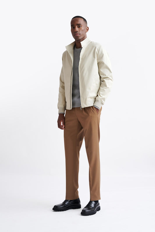 Beige Cashmere Cotton Warwick Bomber Jacket - Image 2