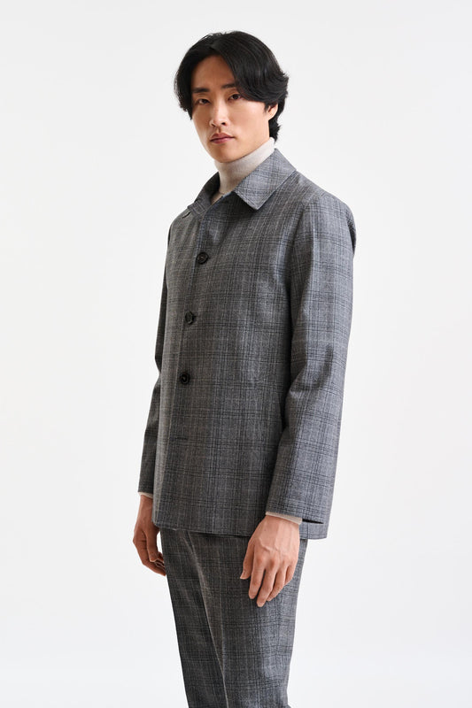 Check Grey Wool Troy Tech Jacket Hybrid - Image 1
