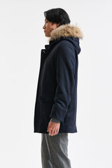 Dark Blue Wool Bedford Overcoat Zeus - Image 3