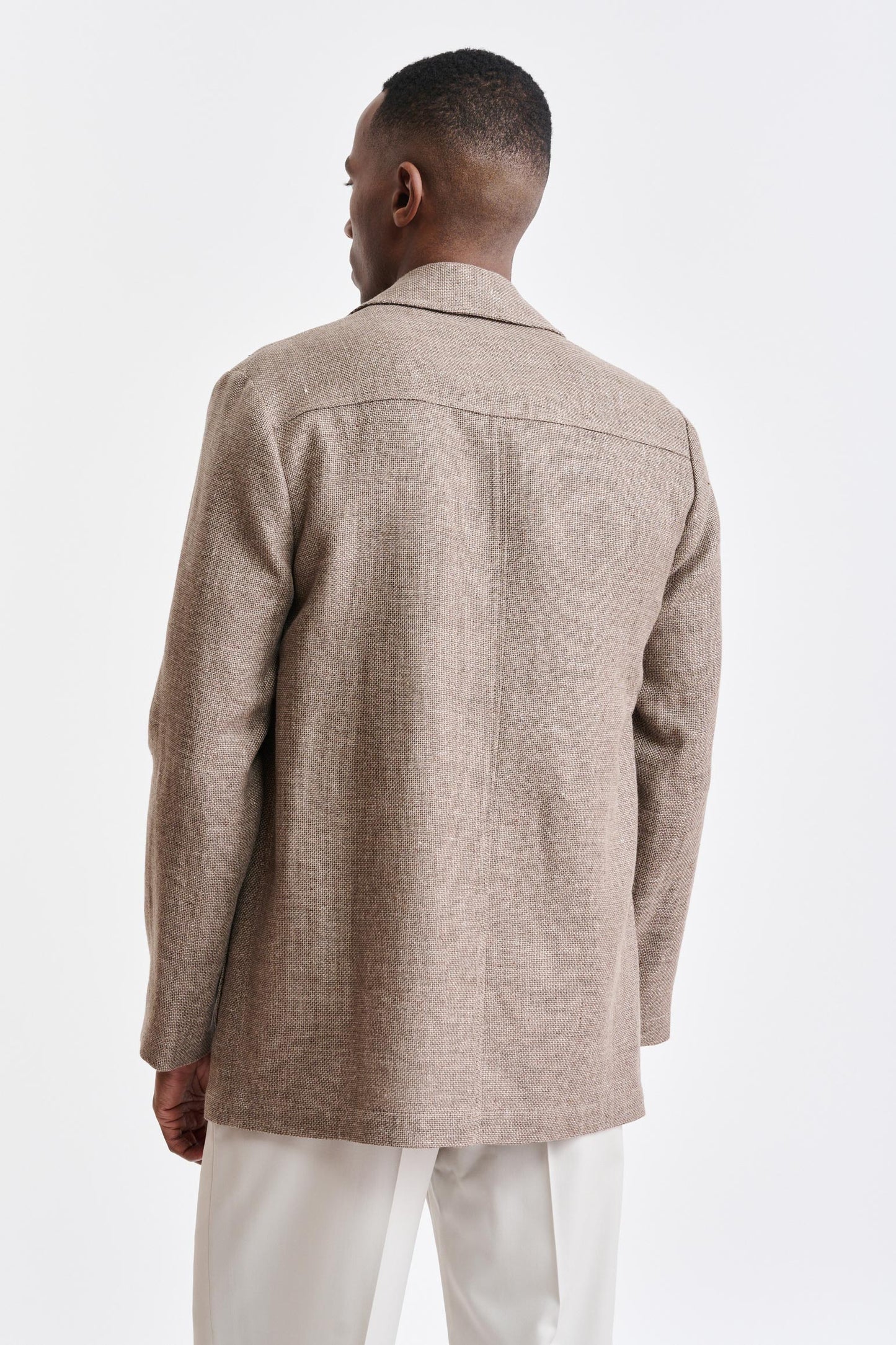 Mittelbraune Troy-Jacke aus Wolle und Leinen Jazz