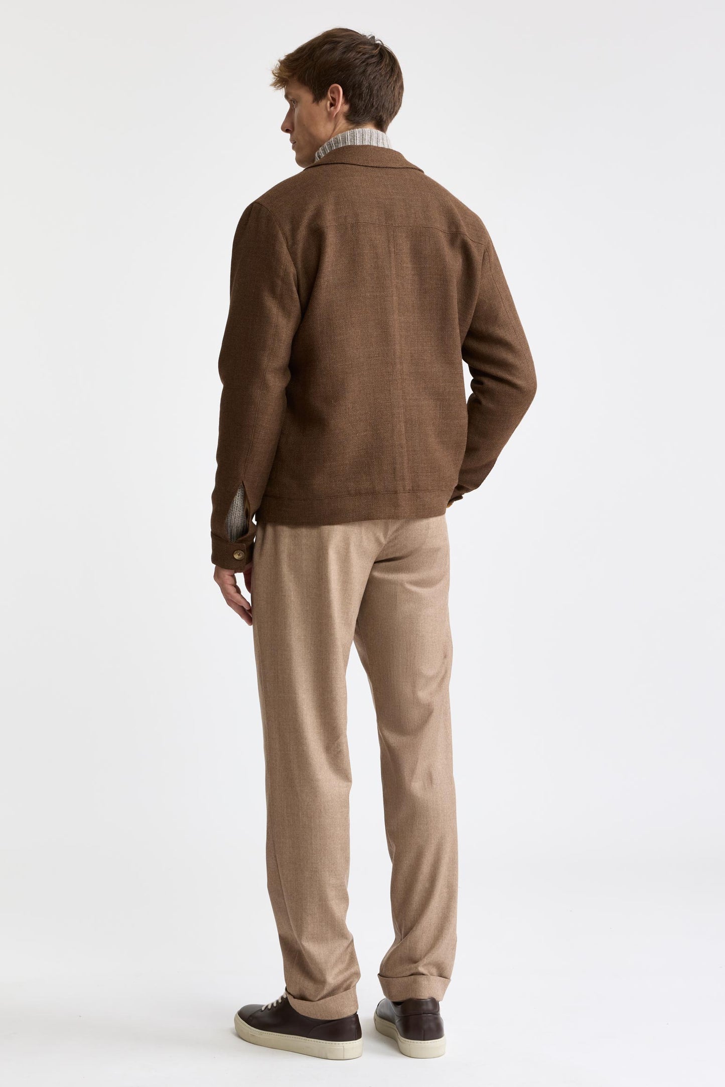 Medium Brown 100% Wool Warwick Bomber Jacket Mistral