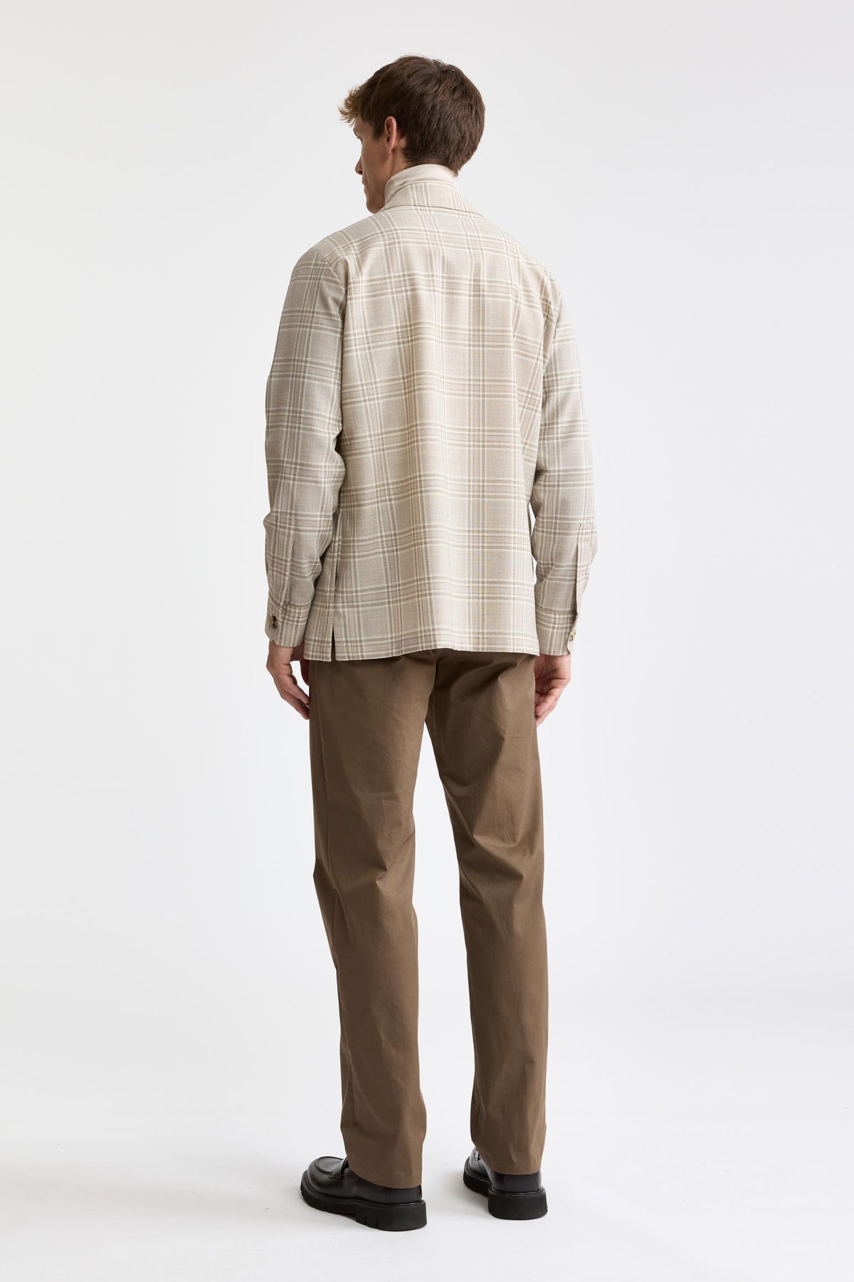 Hellkariertes, braunes Plymouth-Overshirt aus 100 % Wolle, Freestyle