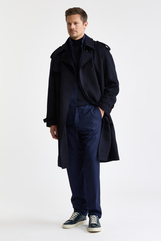 Trench-coat bleu foncé 100 % laine Marlow Zeus