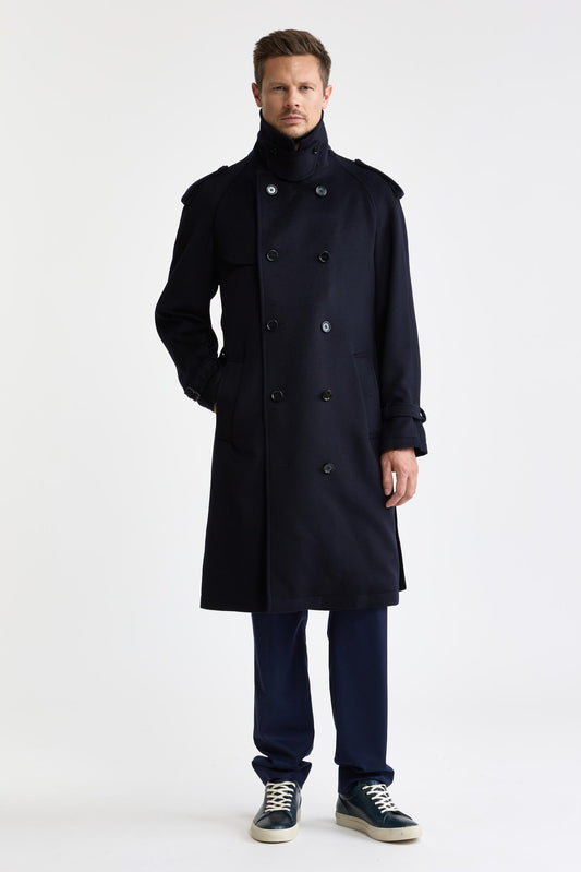 Trench-coat bleu foncé 100 % laine Marlow Zeus