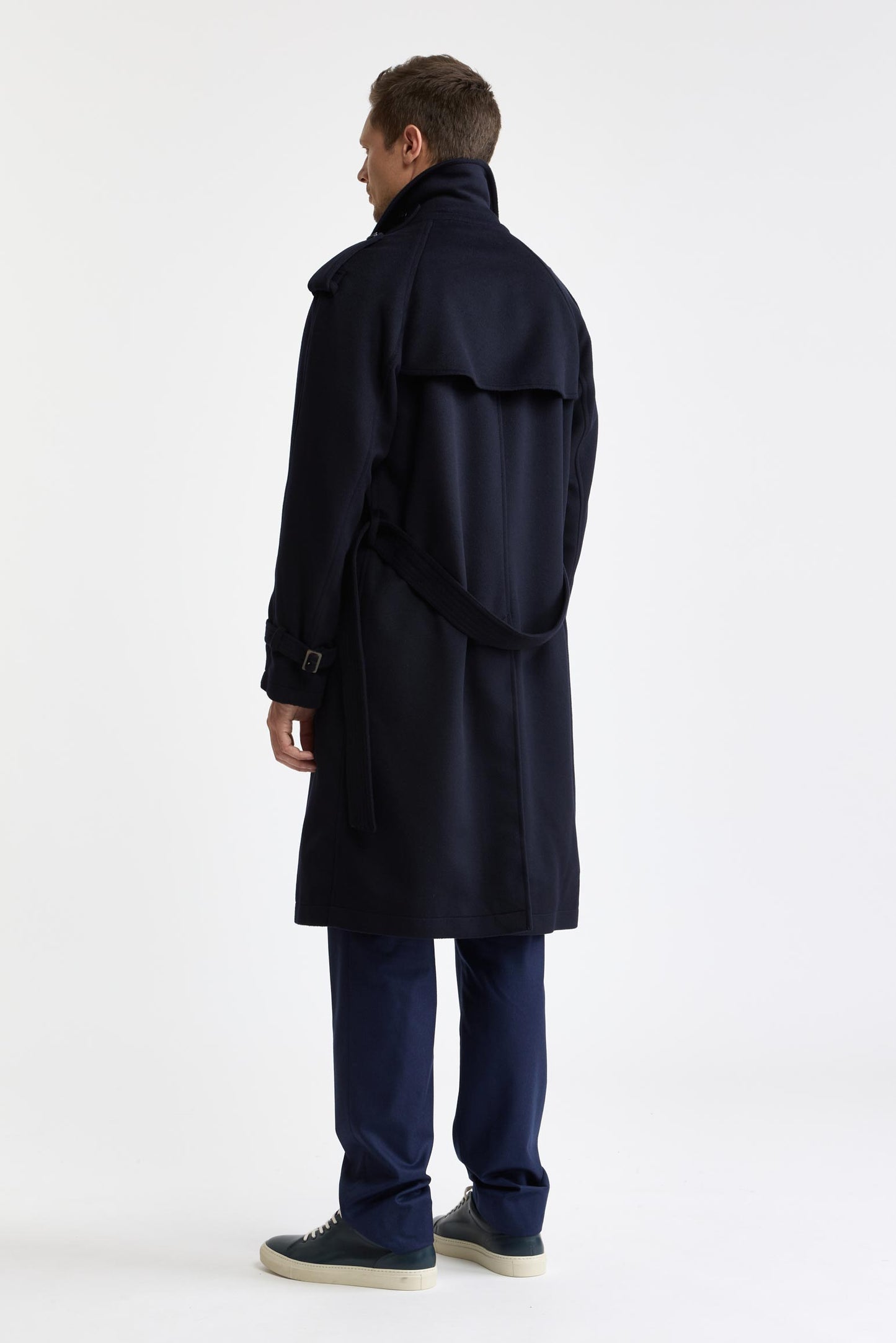 Dark Blue 100% Wool Trench Coat Marlow Zeus