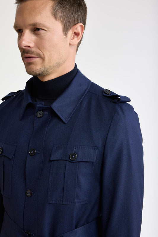Veste safari Exmoor bleu clair, 100 % laine Super 100's, en flanelle et saxony