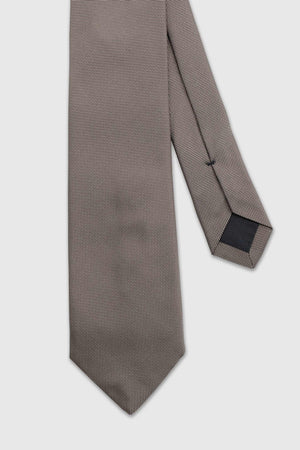 Handmade Silk Birdseye Weave Tie Taupe