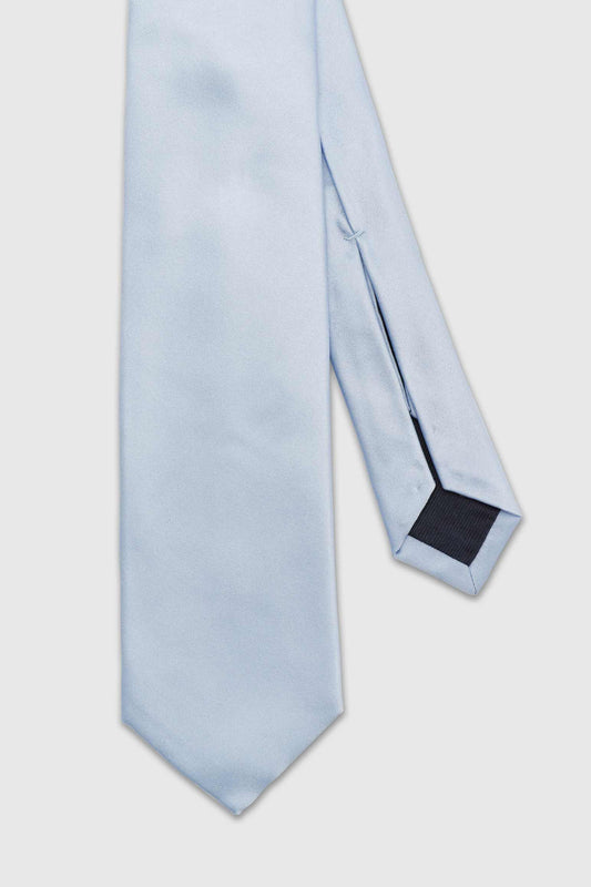 Zijdesatijn 7-voudige stropdas lichtblauw