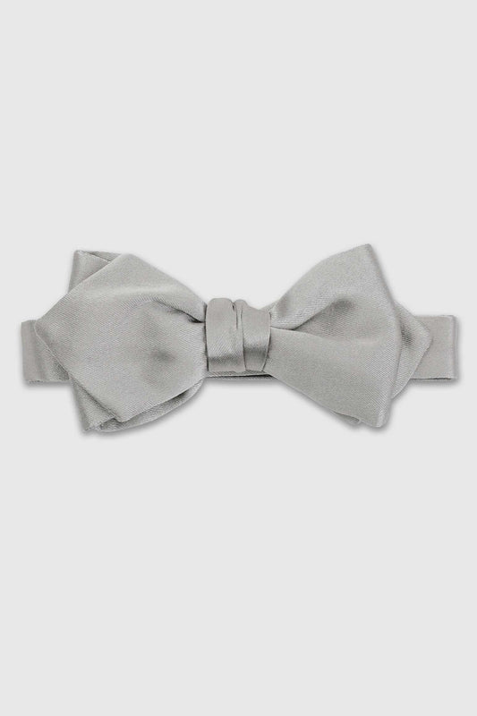 Diamond Point Silk Satin Bow Tie Grey