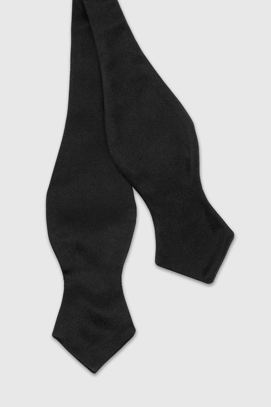 Self-Tie Diamond Point Silk Satin Bow Tie Black