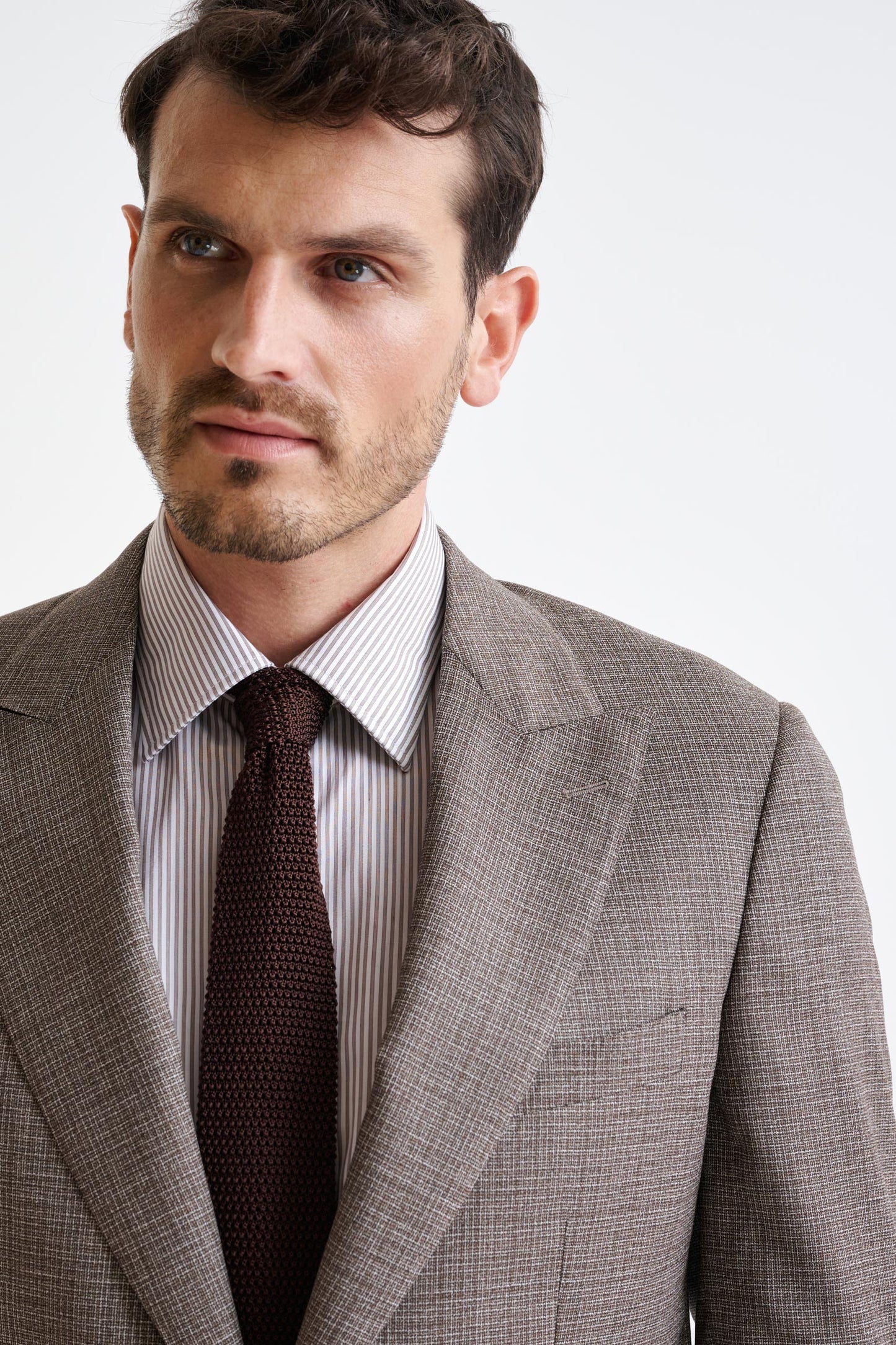 Brown Silk Knitted Tie - View Three