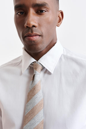 Beige Stripes 100% Silk Tie