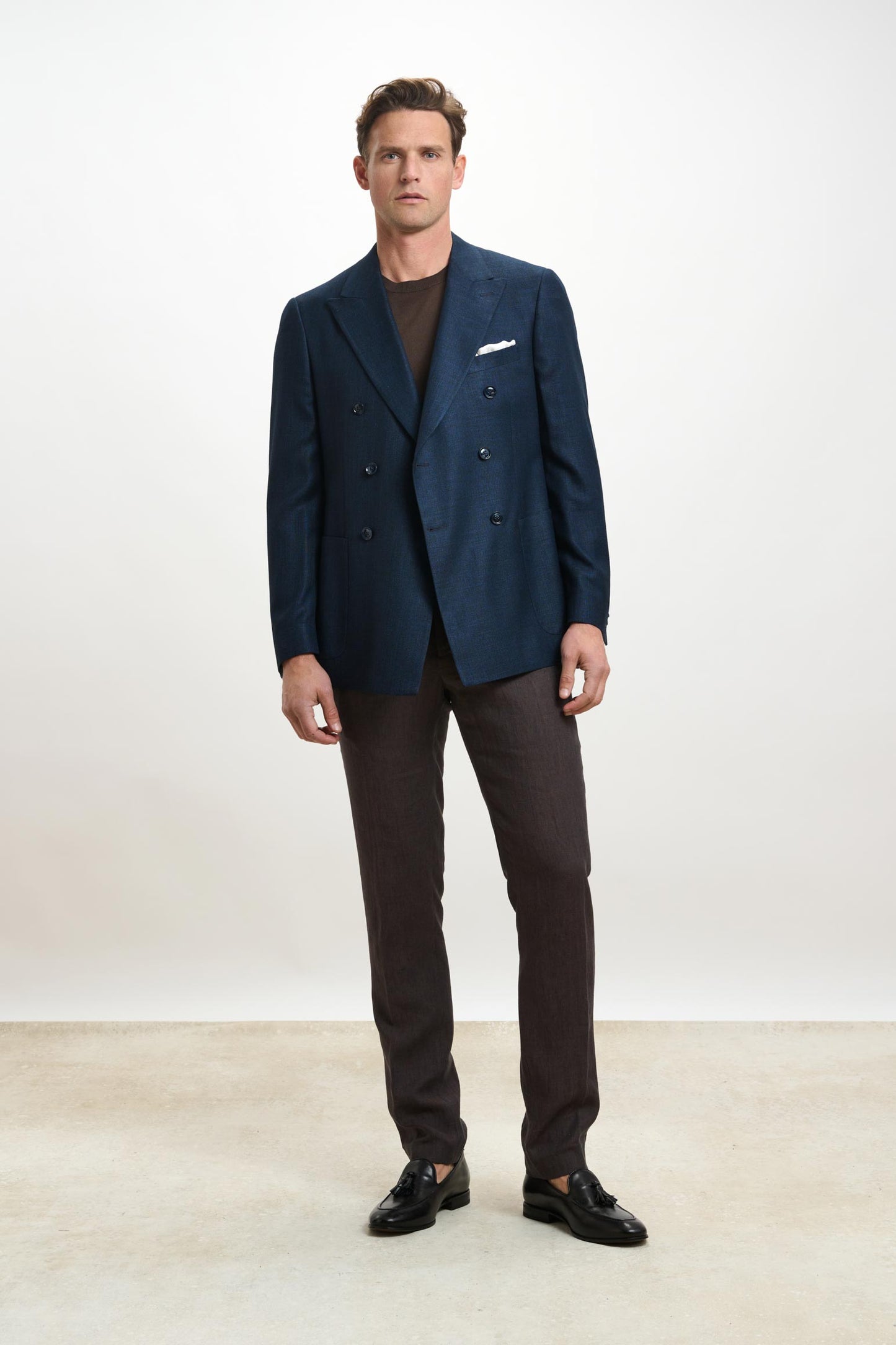 Perth Drawstring Trouser Pure Linen Dark Brown - View 5