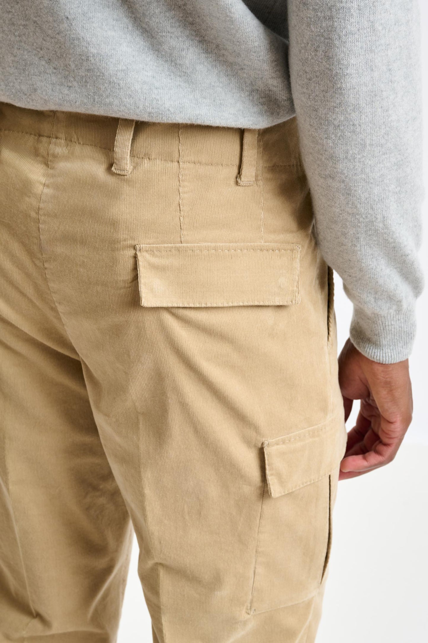 Light Brown Cotton Helston Cargo Trouser Corduroy - View 4