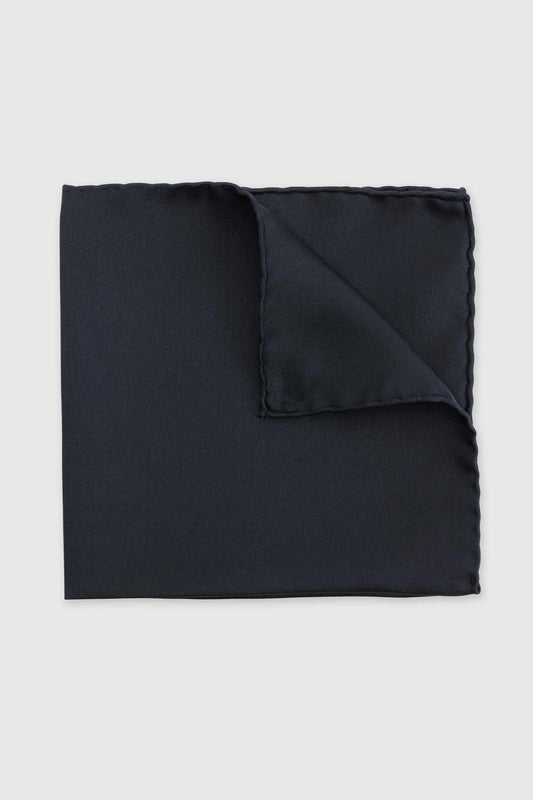 100% Silk Handmade Pocket Square Navy - View 1