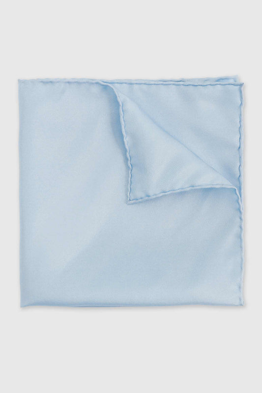 100% Silk Handmade Pocket Square Light Blue