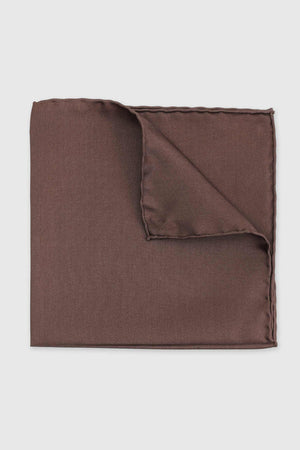 100% Silk Handmade Pocket Square Brown - View 1